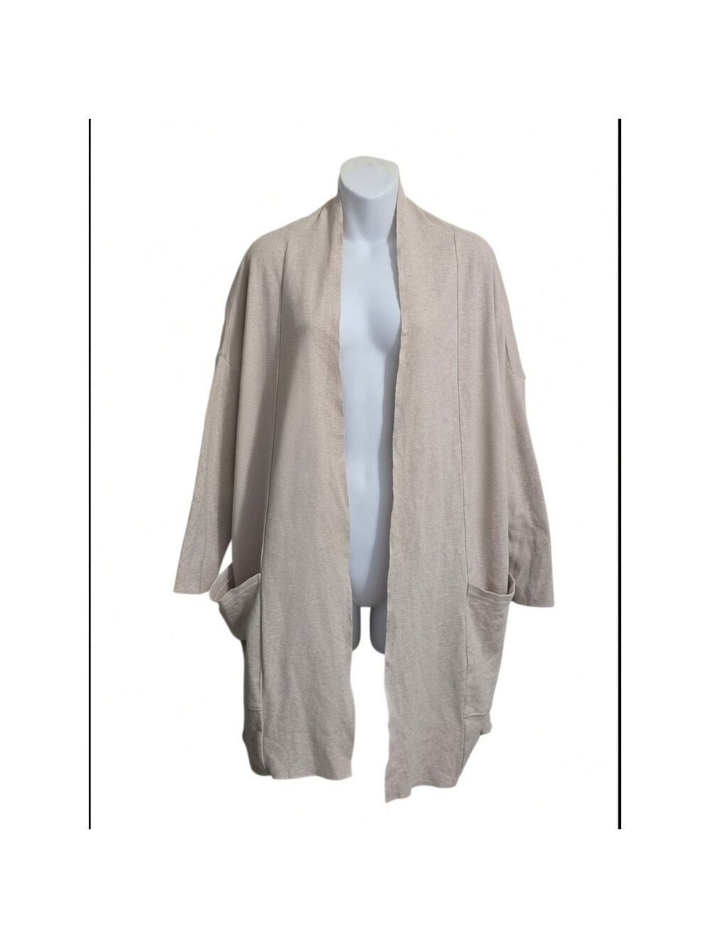 Pact Open Front Shawl Collar Patch Pocket Cardigan In Tan Sz XS-S